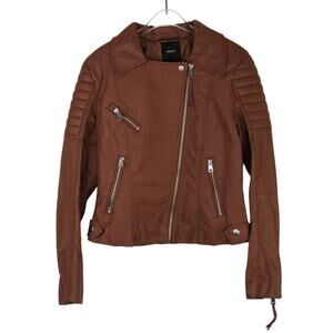Forever 21 Brown Faux Leather Moto Jacket Small